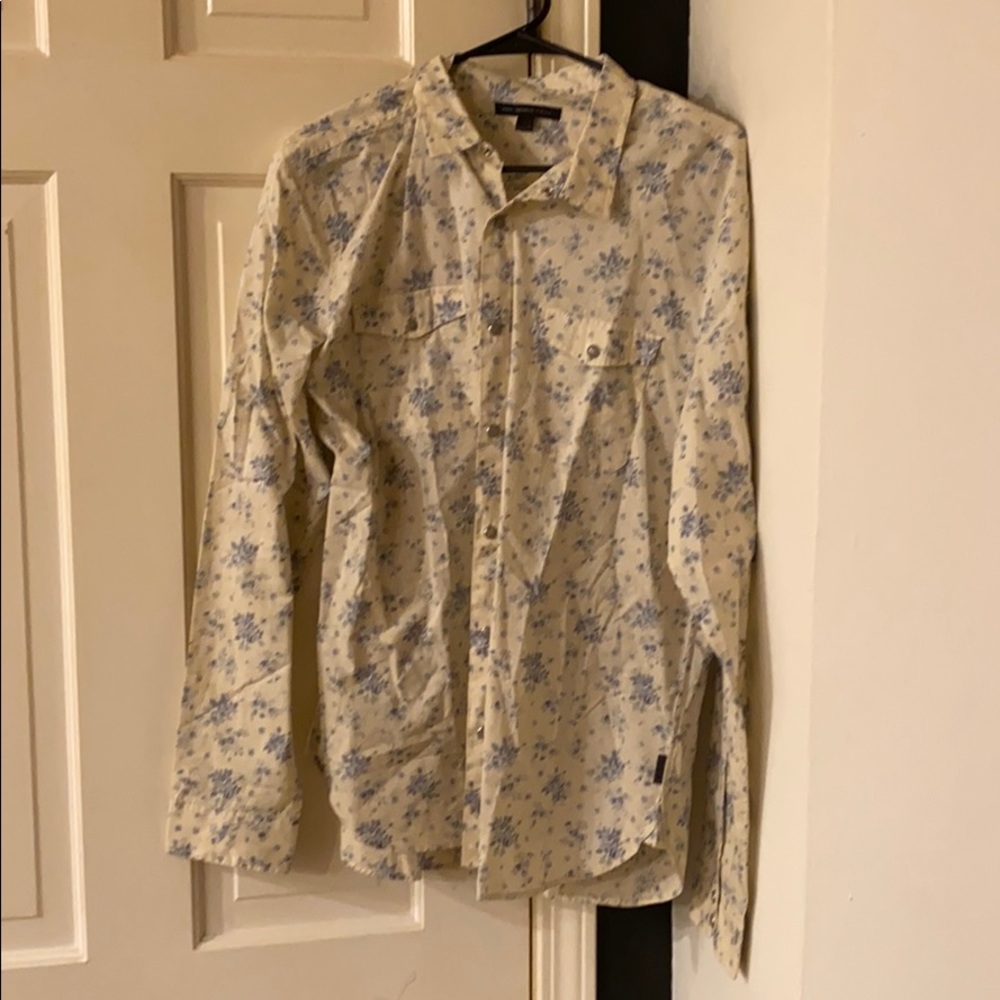 John Varvatos Floral Button Down Shirt Sz Large L
